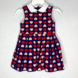 Janie and Jack, baby girl 6-12 M, heart dress in red, pink, navy, white.  EUC